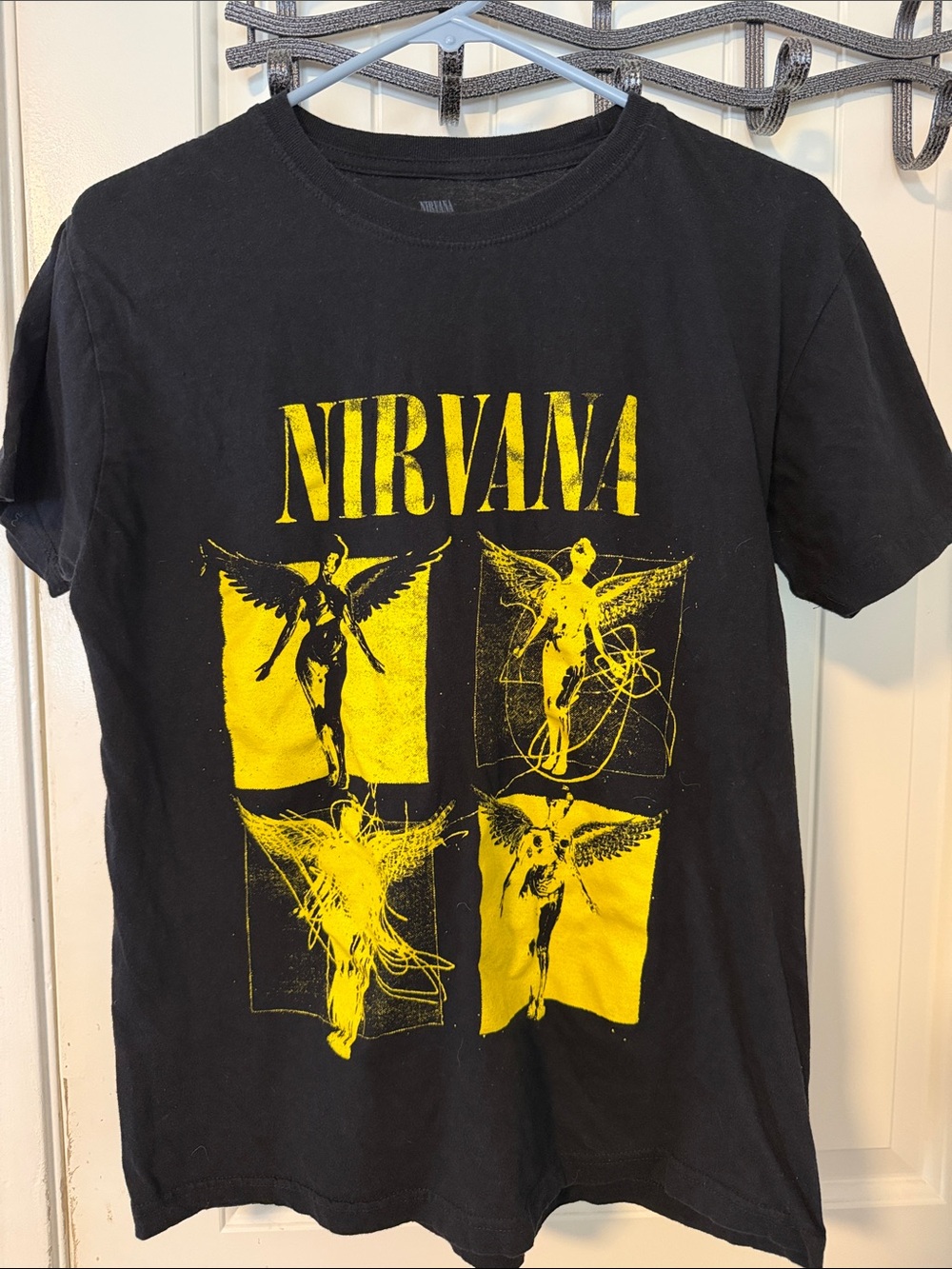 Nirvana Men's Black Graphic Band T-Shirt - Yellow Print
